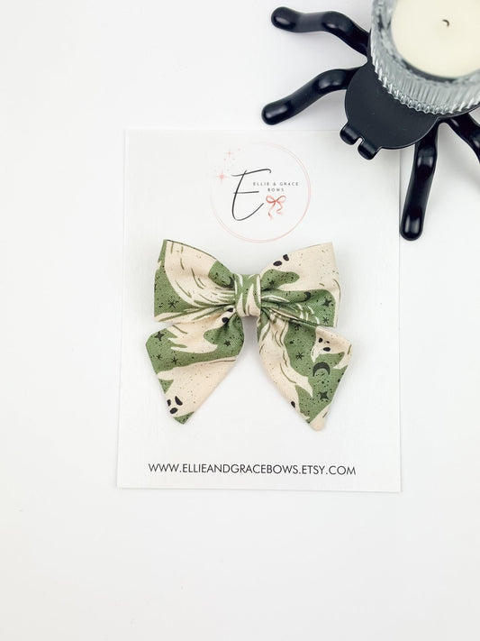 Green Ghost Hair Bow