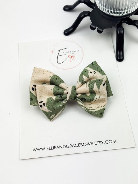 Green Ghost Bow or Pigtail Set