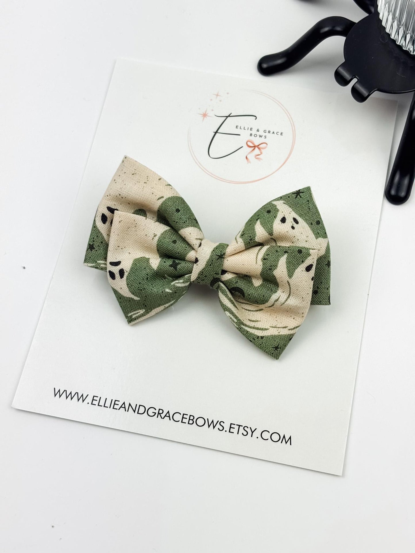Green Ghost Bow or Pigtail Set