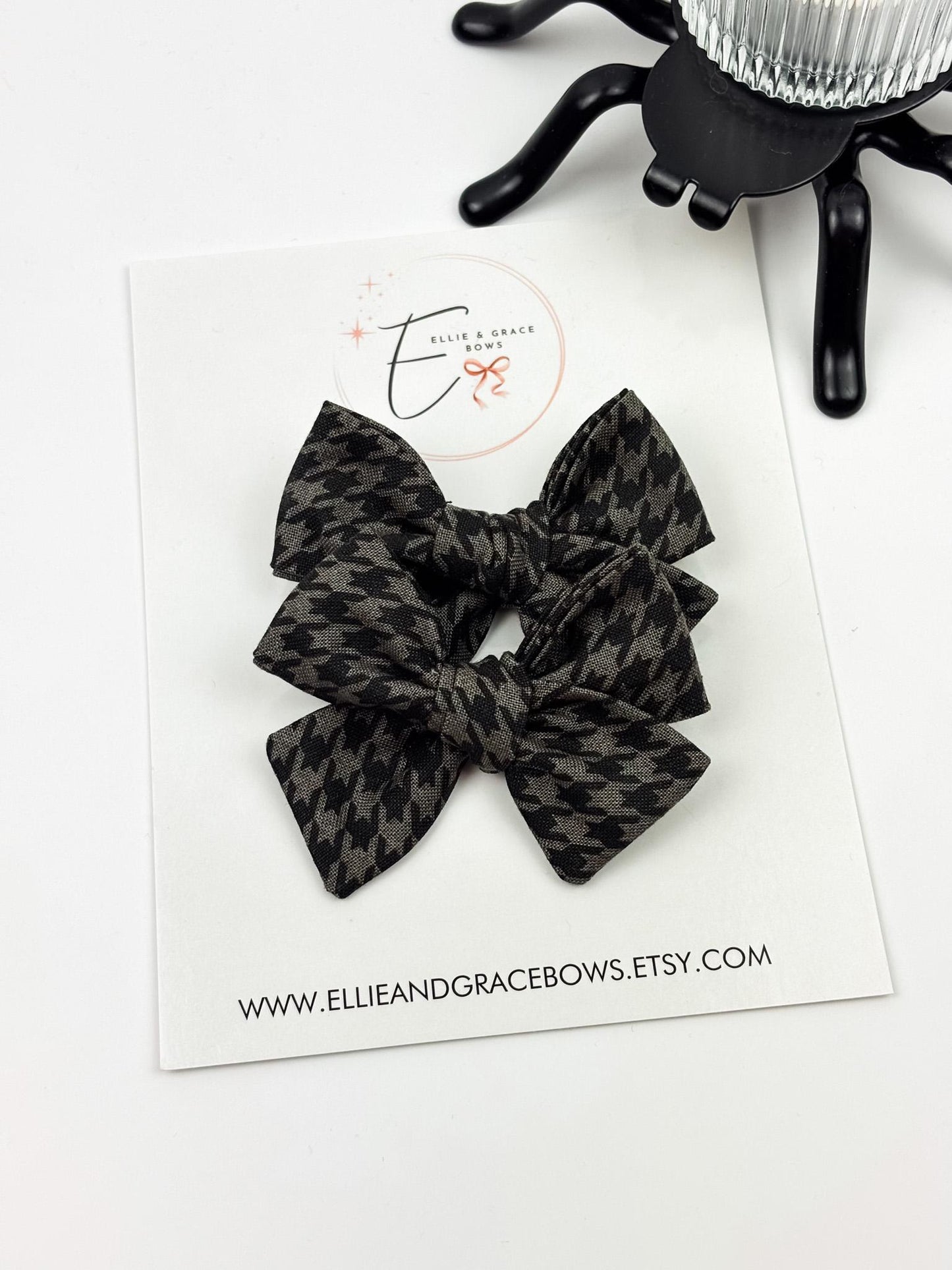 Black & Gray Houndstooth Hair Bows