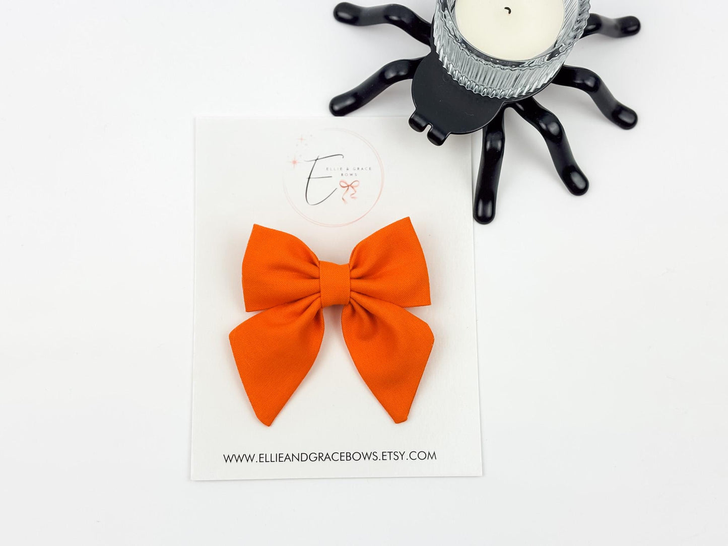 Halloween Cotton Sailor Bow | Solid Orange Hair Bow
