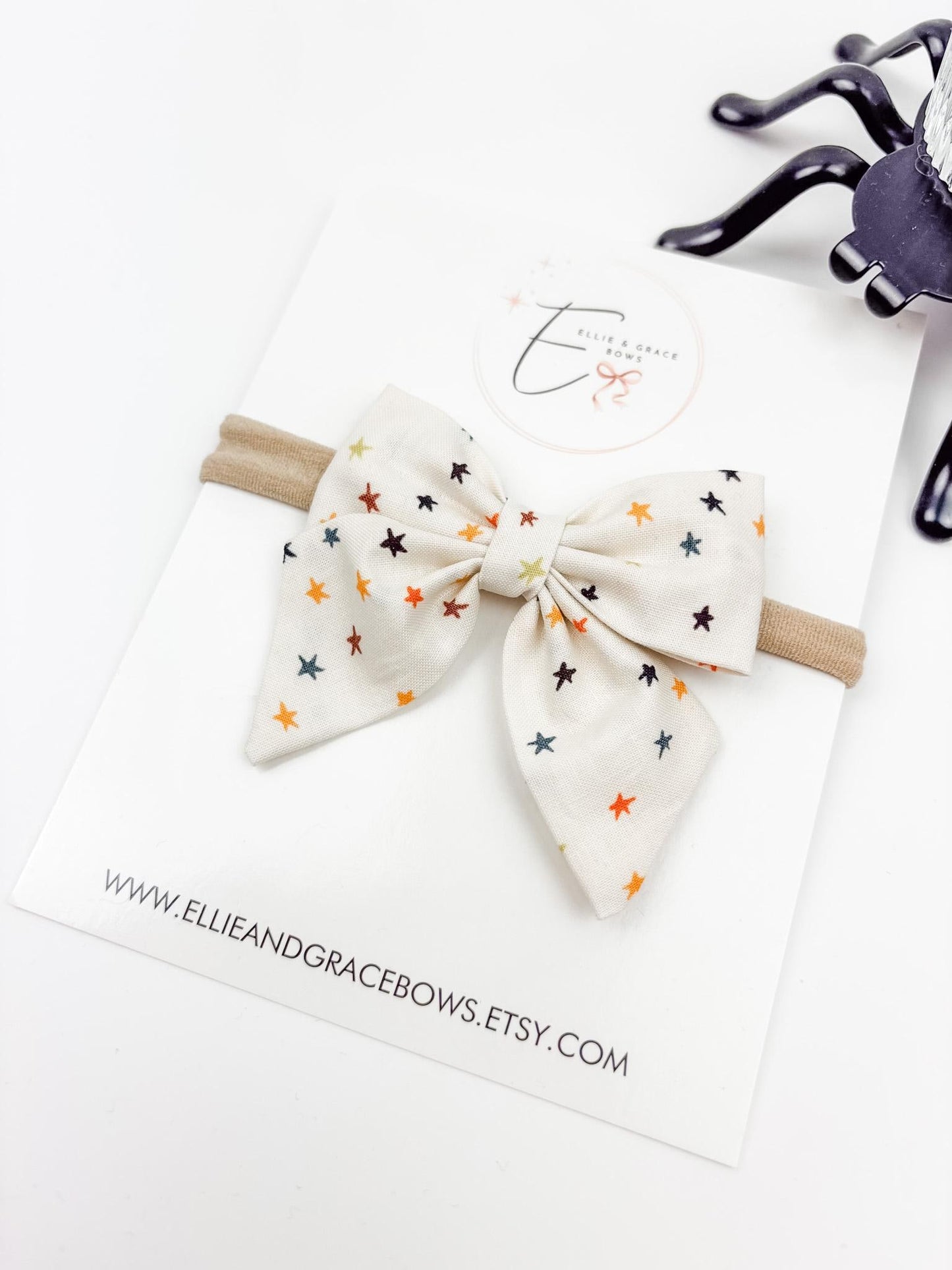 Halloween Cotton Sailor Bow | Cream Star Hair Bow