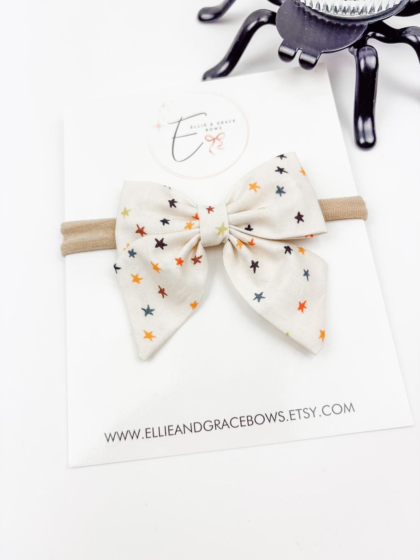 Halloween Cotton Sailor Bow | Cream Star Hair Bow