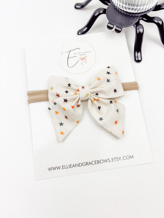 Halloween Cotton Sailor Bow | Cream Star Hair Bow