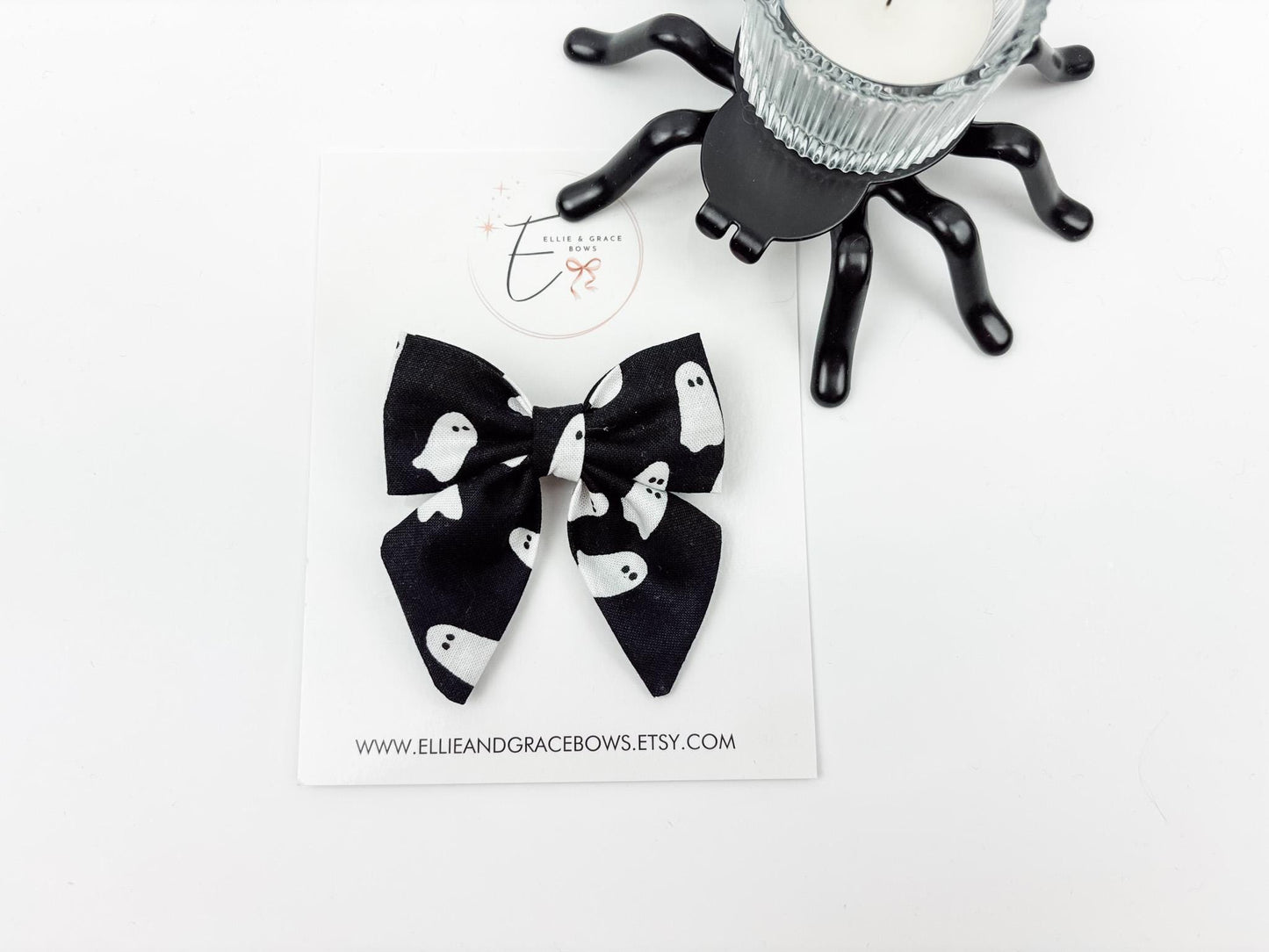 Ghost Halloween Bow – Cotton Fabric Hair Bow