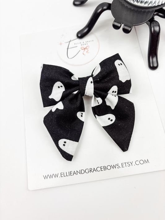 Ghost Halloween Bow – Cotton Fabric Hair Bow