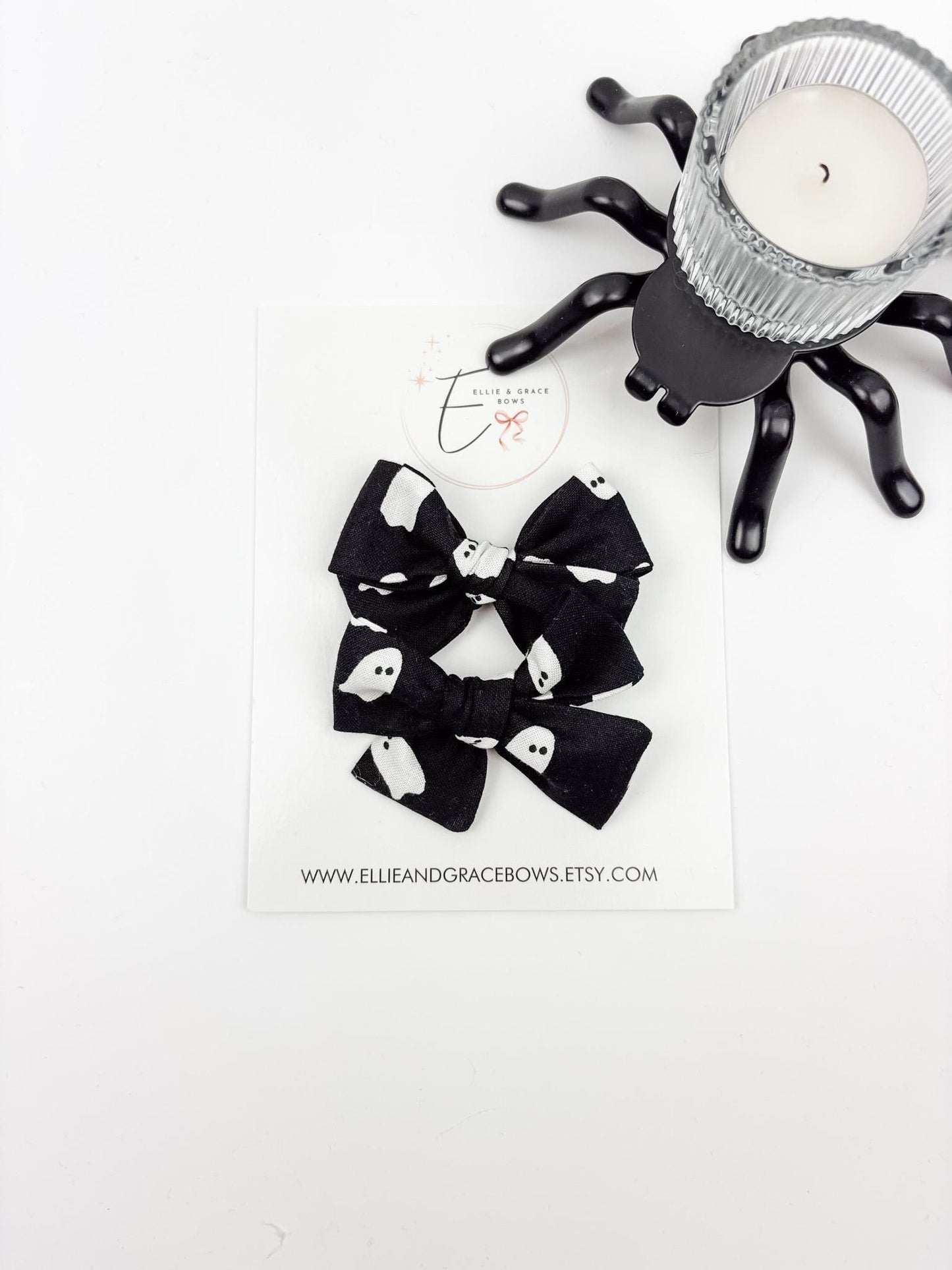 Ghost Halloween Hair Bows | 2.75” Cotton Fabric Bows