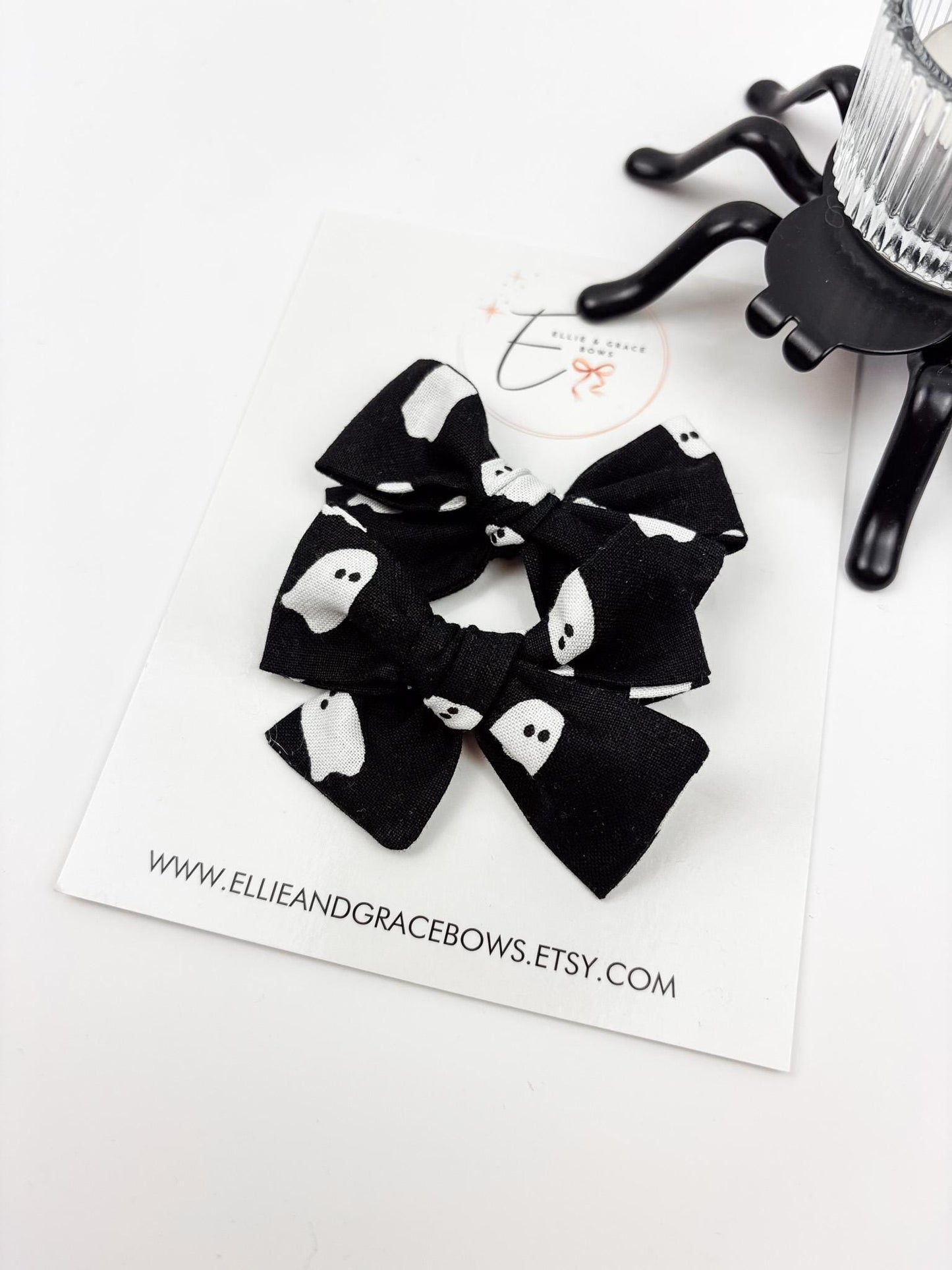 Ghost Halloween Hair Bows | 2.75” Cotton Fabric Bows