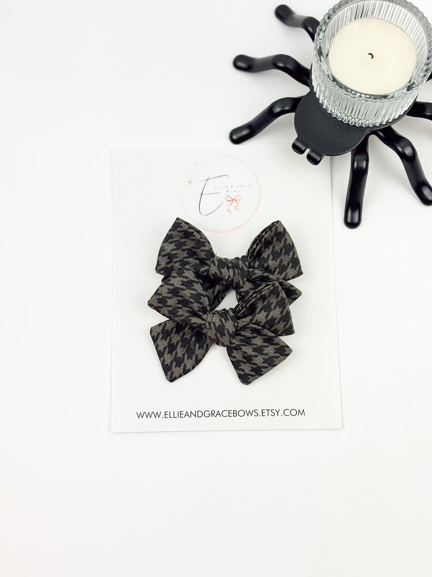 Black & Gray Houndstooth Hair Bows